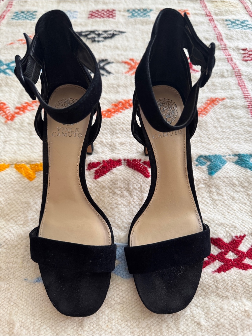 Vince Camuto Black Suede Ankle-Strap Block Heels size 40 US 9/9.5
